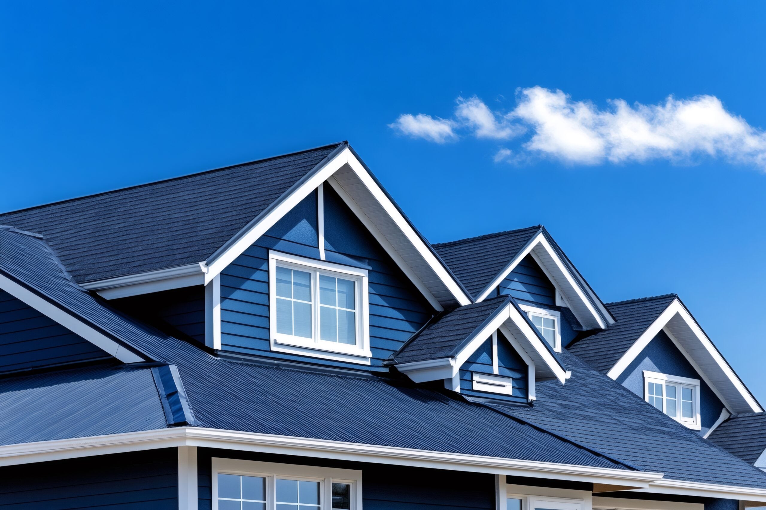 New roofs being exhibited under blue sky